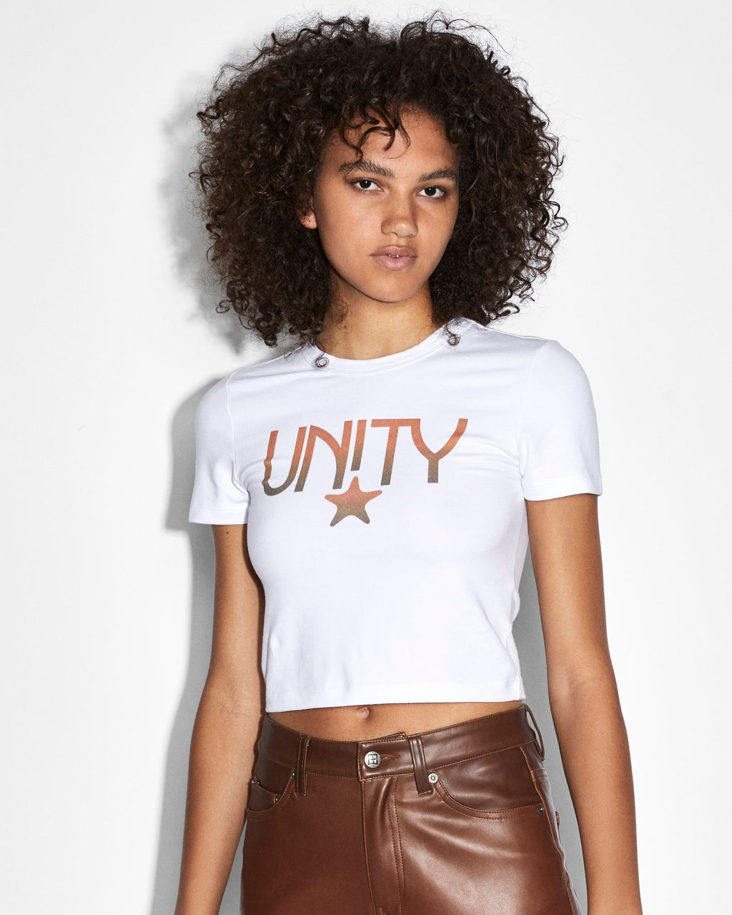 Womens Unity Star Baby Ss Tee White Fitted Tees - White