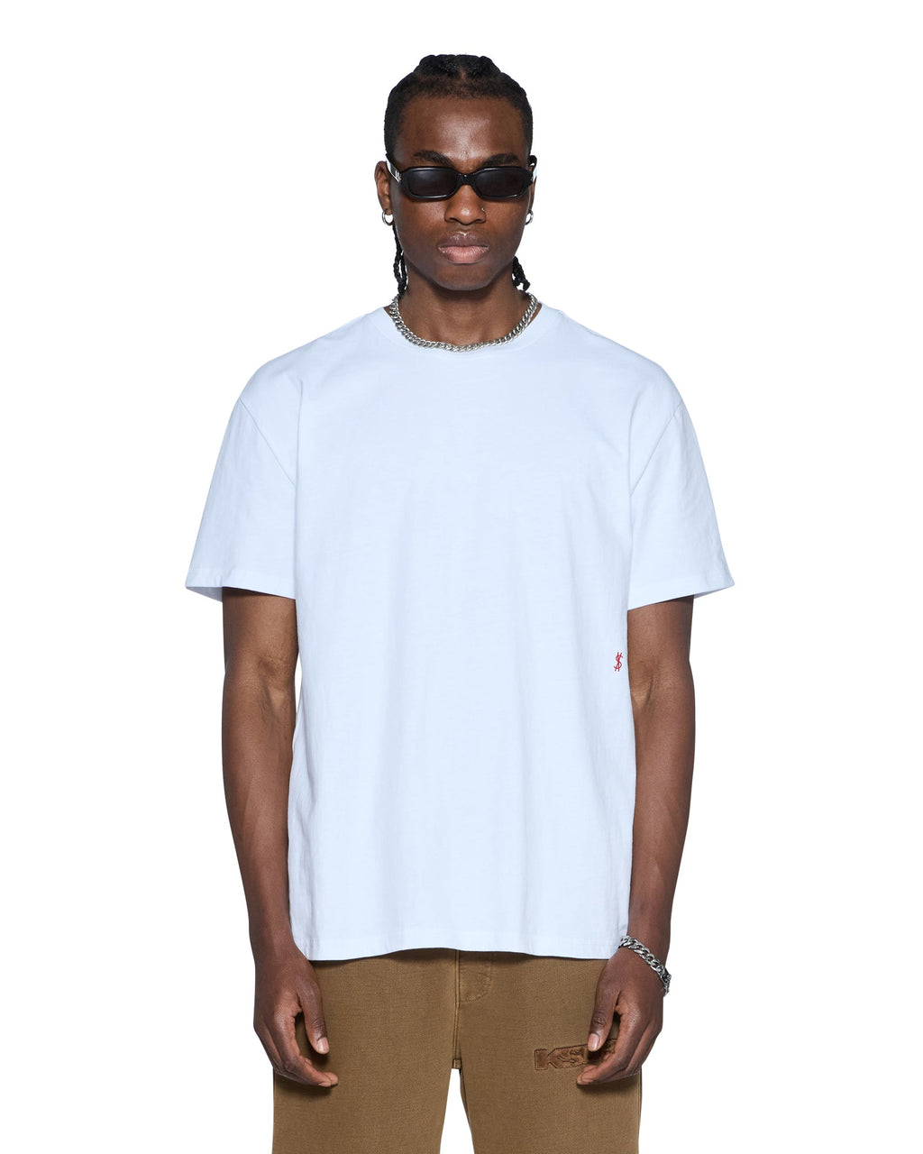 Mens 4x4 Paise Biggie Ss Tee White Red Regular Tees - White