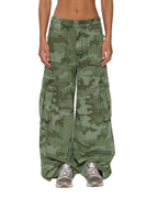 Womens Ksuper Cargo Pant Hash Camo Baggy Pants - Green