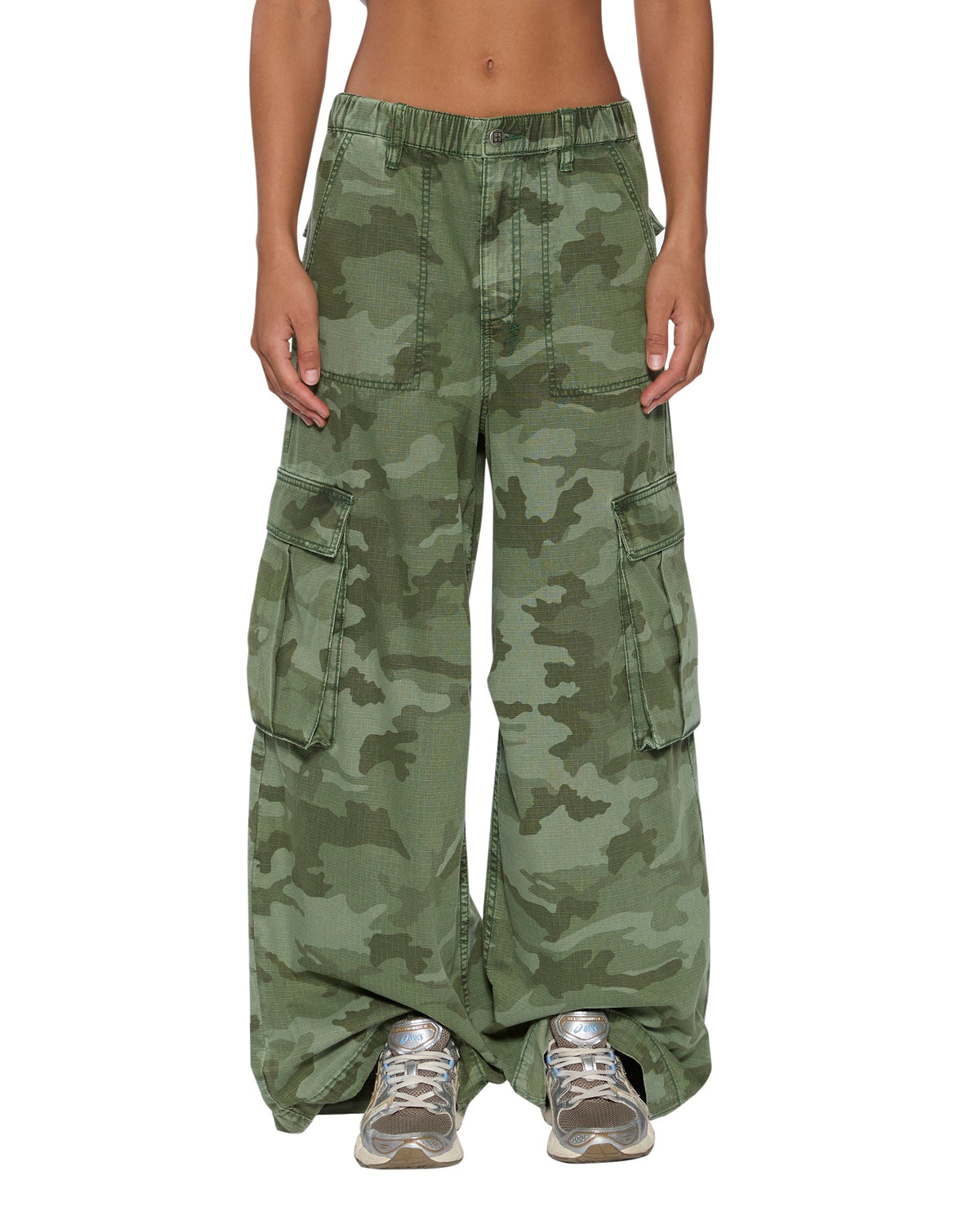 Womens Ksuper Cargo Pant Hash Camo Baggy Pants - Green