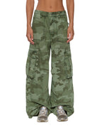 Womens Ksuper Cargo Pant Hash Camo Baggy Pants - Green