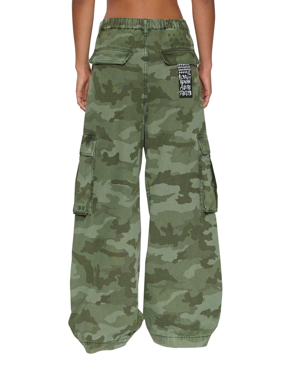 Womens Ksuper Cargo Pant Hash Camo Baggy Pants - Green