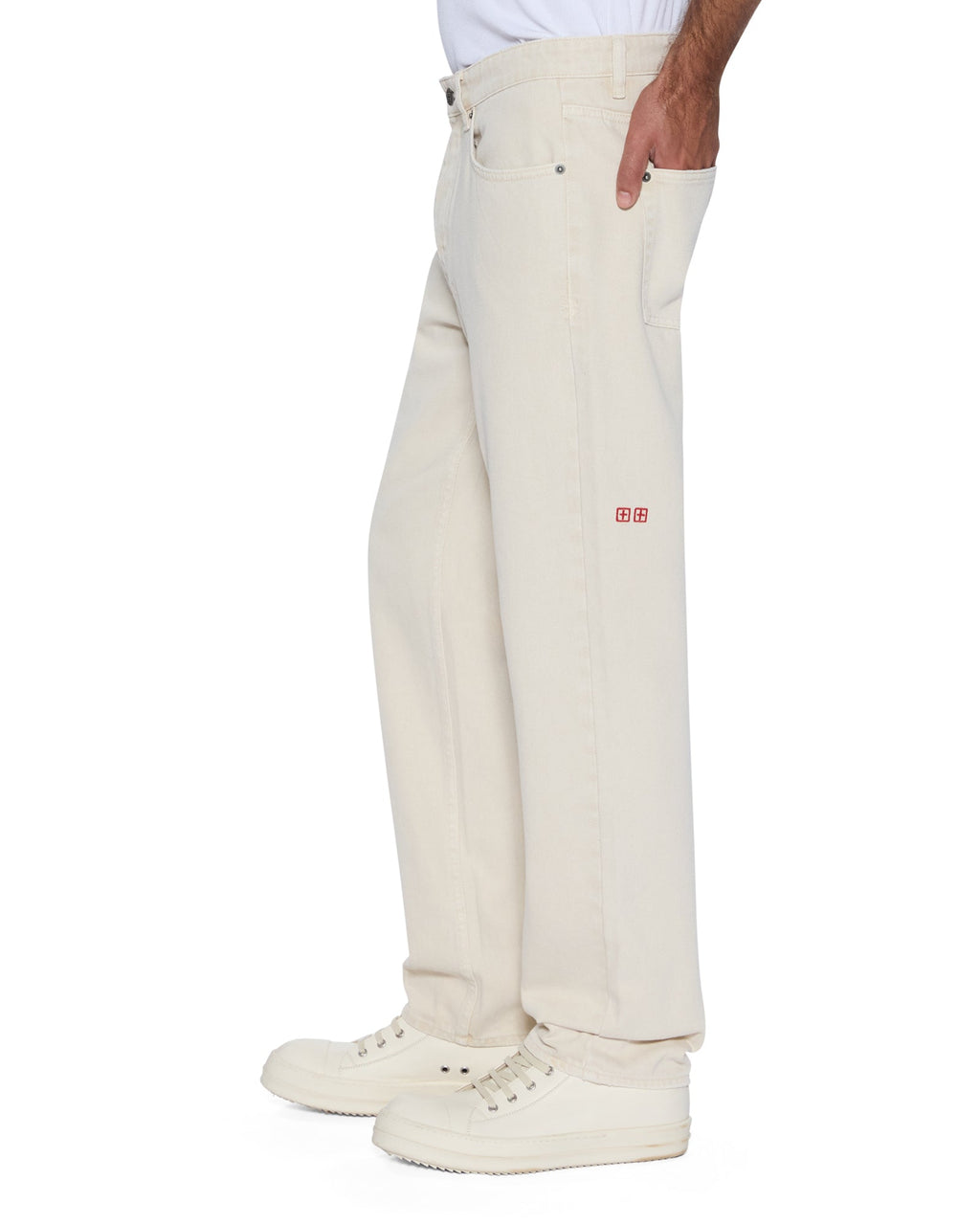 Mens Hazlow Ecru Straight Denim Jeans - Beige