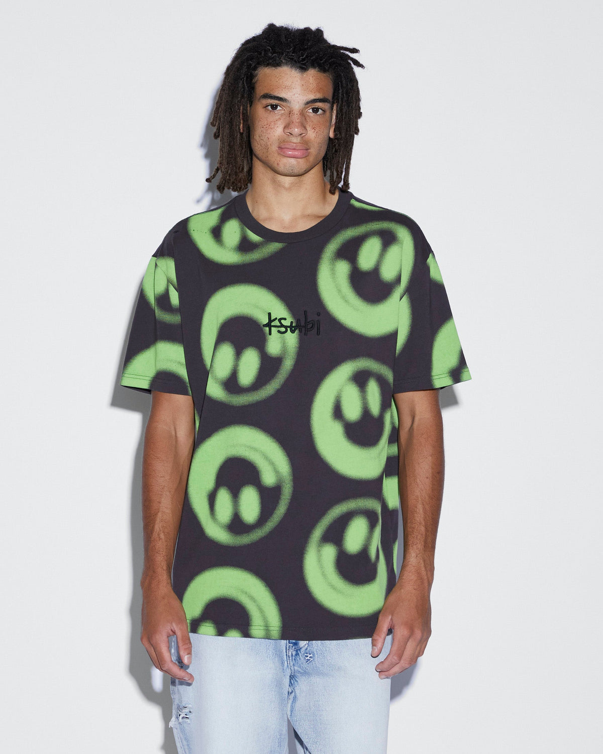 Mens Happy Biggie Ss Tee Black Oversized Tees - Black