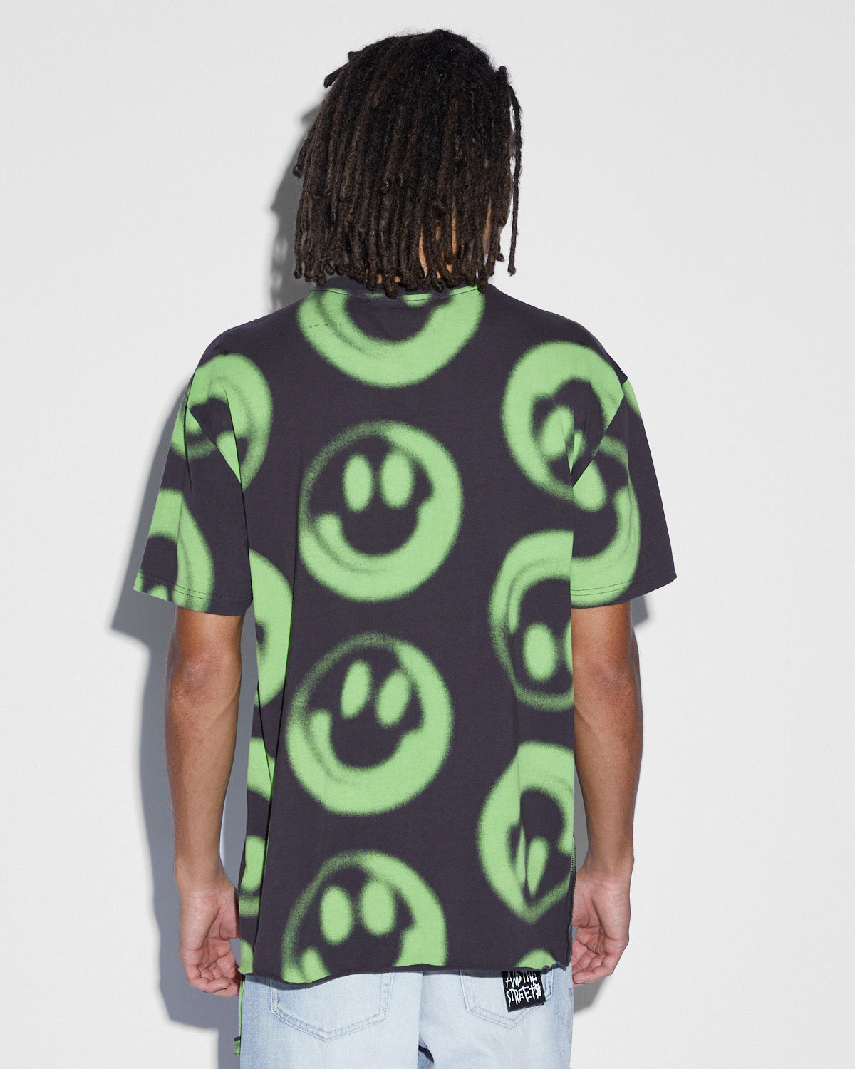 Mens Happy Biggie Ss Tee Black Oversized Tees - Black