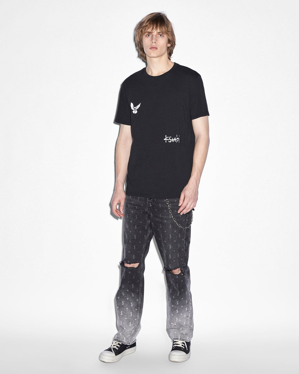Mens Anti K Allstar Fade Relaxed Denim Jeans - Black
