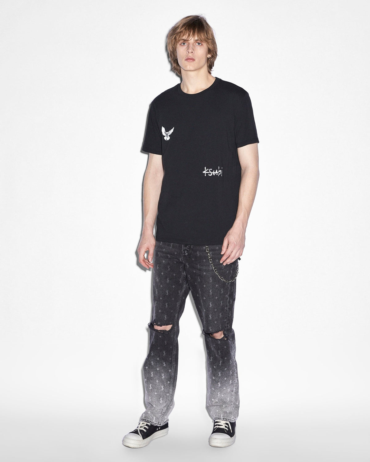 Mens Anti K Allstar Fade Relaxed Denim Jeans - Black