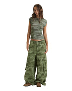 Womens Ksuper Cargo Pant Hash Camo Baggy Pants - Green