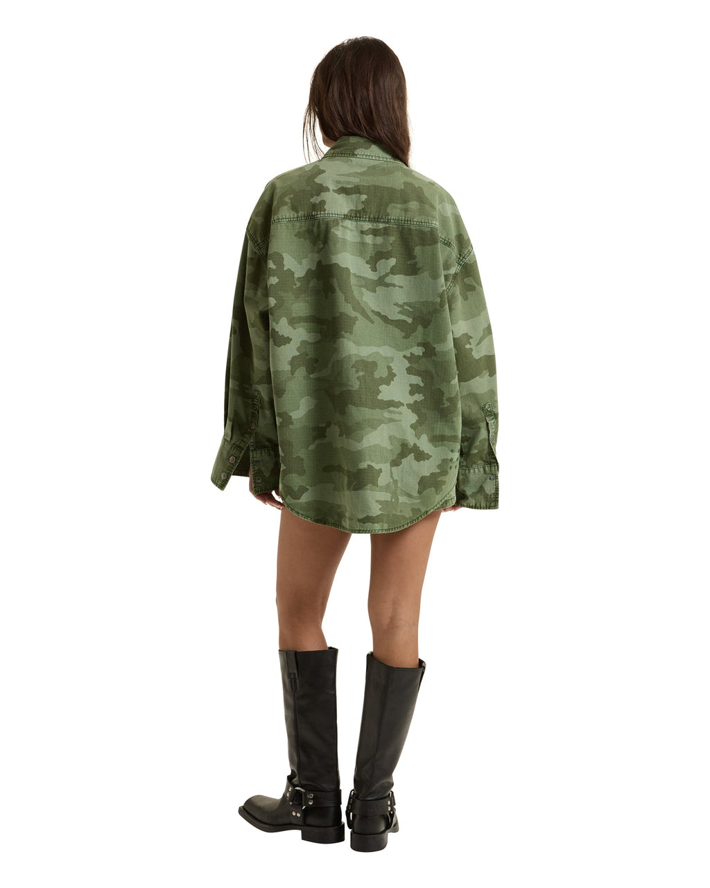 Womens Astra Cargo Shirt Hash Camo Oversized Shirts - Green