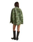 Womens Astra Cargo Shirt Hash Camo Oversized Shirts - Green
