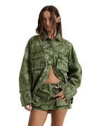 Womens Astra Cargo Shirt Hash Camo Oversized Shirts - Green