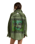 Womens Astra Cargo Shirt Hash Camo Oversized Shirts - Green