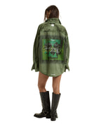 Womens Astra Cargo Shirt Hash Camo Oversized Shirts - Green