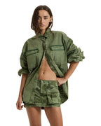 Womens Astra Cargo Shirt Hash Camo Oversized Shirts - Green