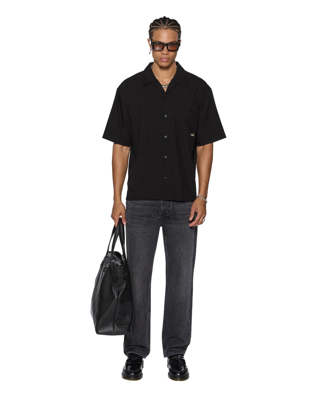 Mens Hazlow Black Rokk Straight Denim Jeans - Black