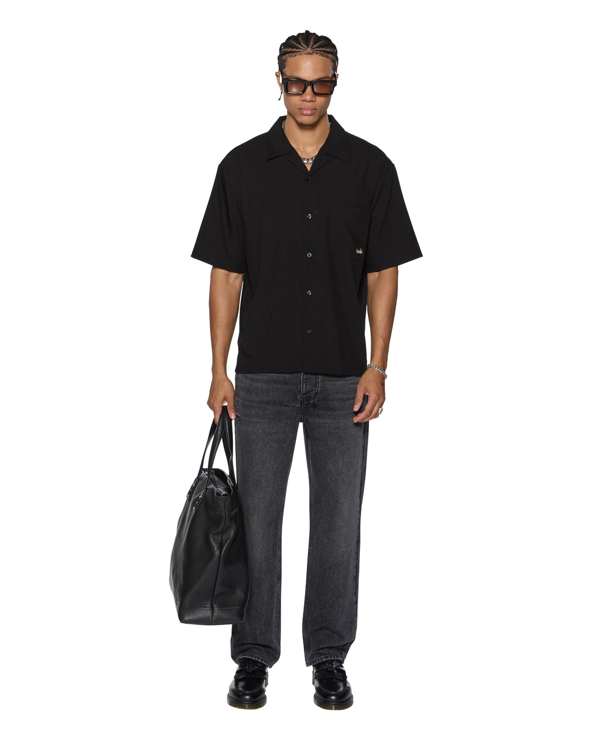 Mens Hazlow Black Rokk Straight Denim Jeans - Black