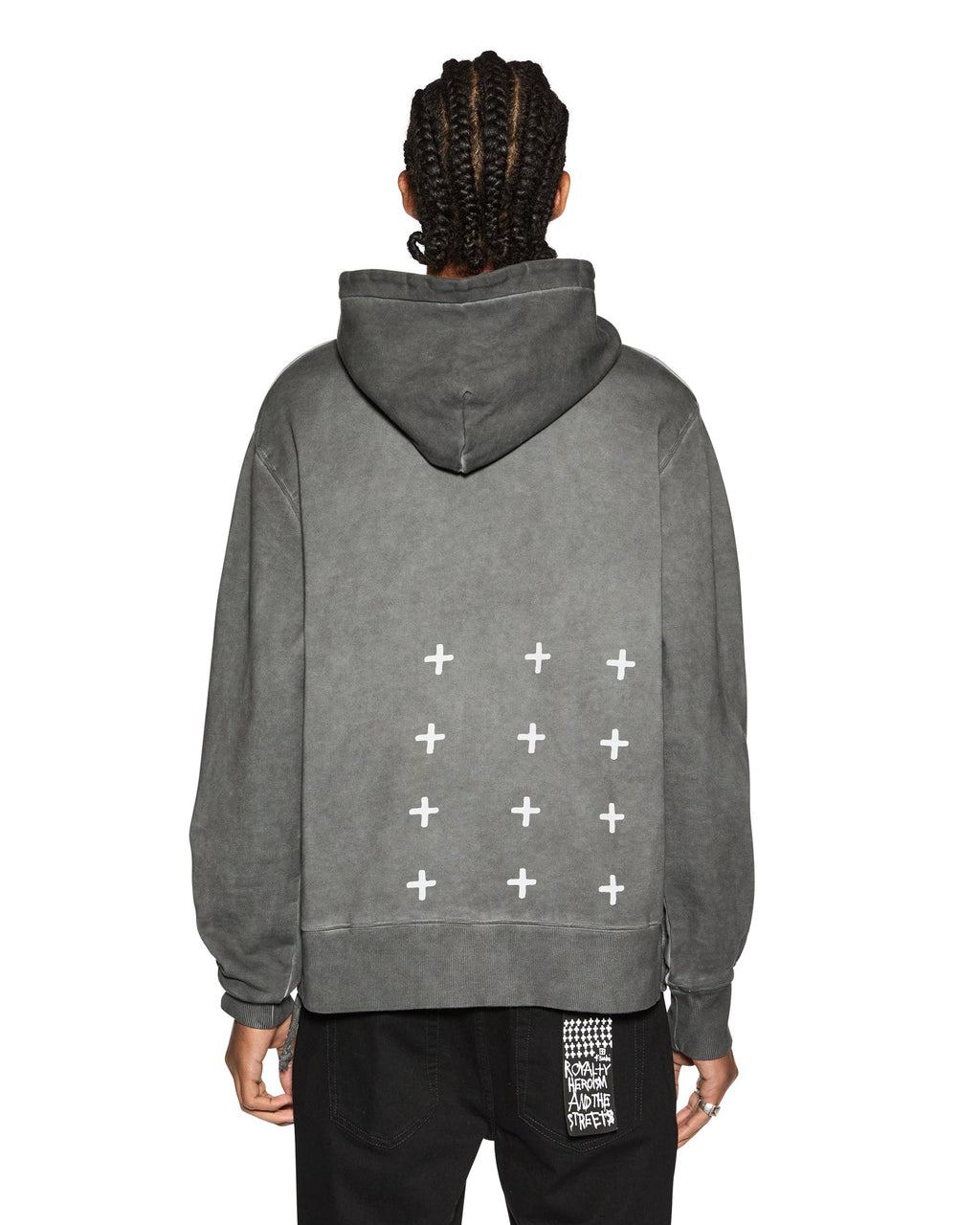 Mens 1999 Fade Kash Hoodie Charcoal Regular Fleece - Grey
