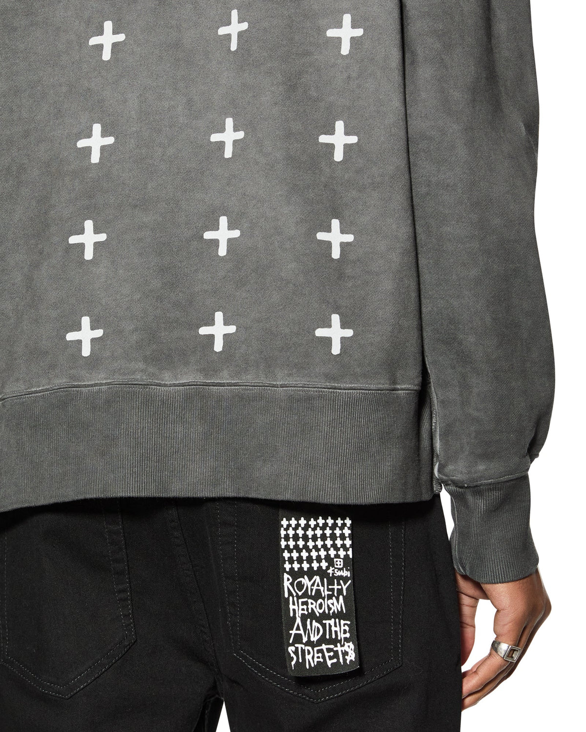 Mens 1999 Fade Kash Hoodie Charcoal Regular Fleece - Grey