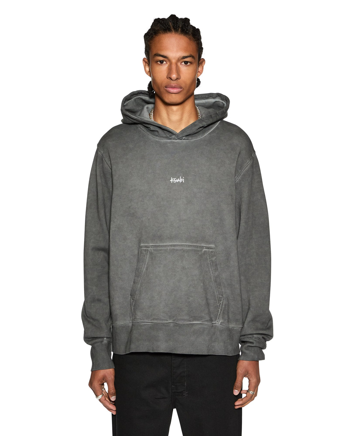Mens 1999 Fade Kash Hoodie Charcoal Regular Fleece - Grey