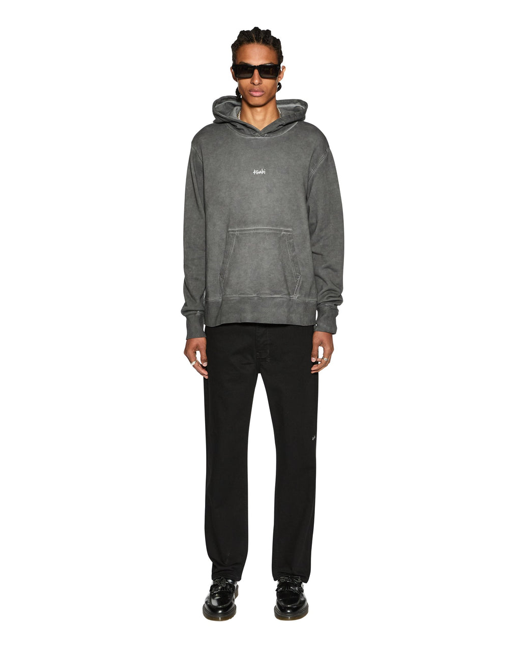 Mens 1999 Fade Kash Hoodie Charcoal Regular Fleece - Grey