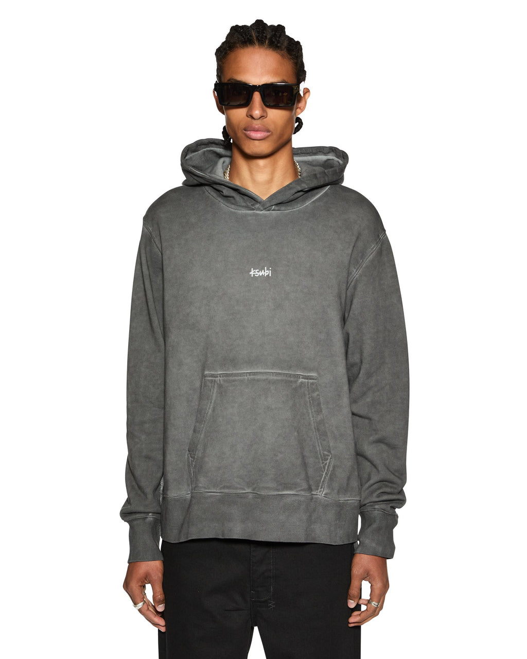 Mens 1999 Fade Kash Hoodie Charcoal Regular Fleece - Grey