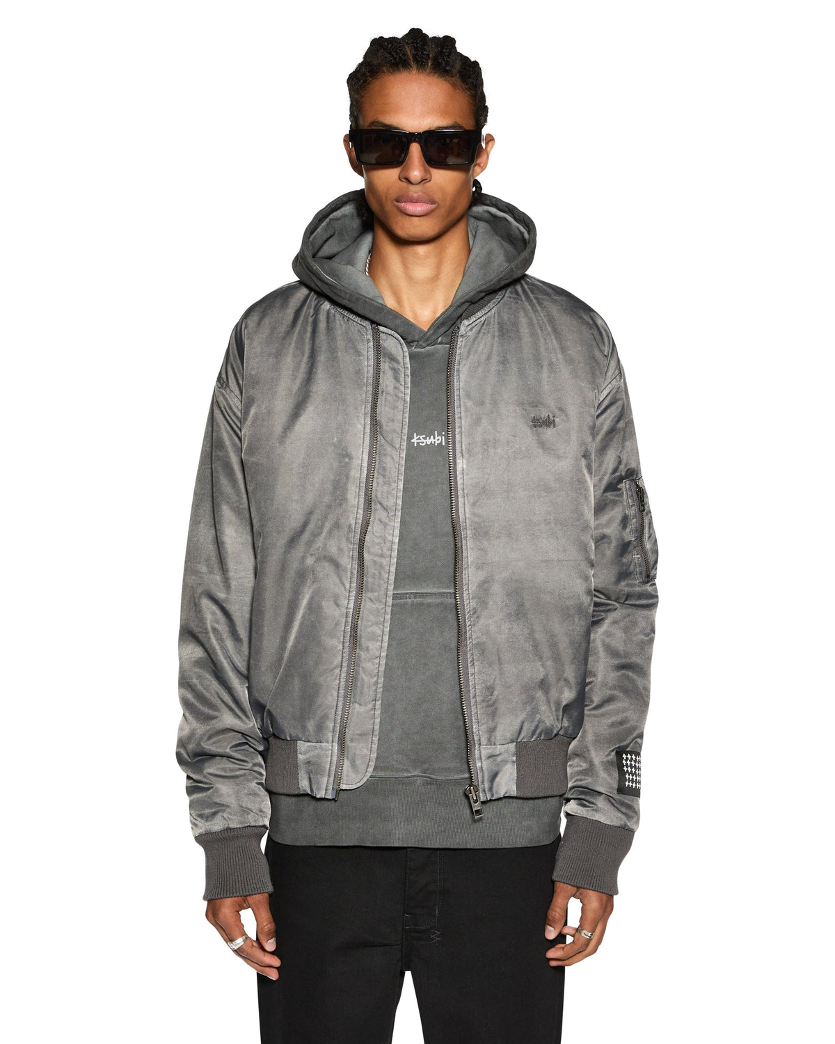 Mens 1999 Fade Kash Hoodie Charcoal Regular Fleece - Grey