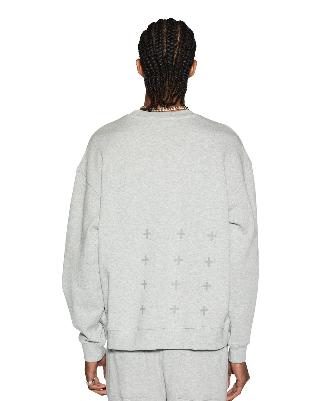 Mens 4 X 4 Biggie Crew Grey Marle Oversized Fleece - Grey