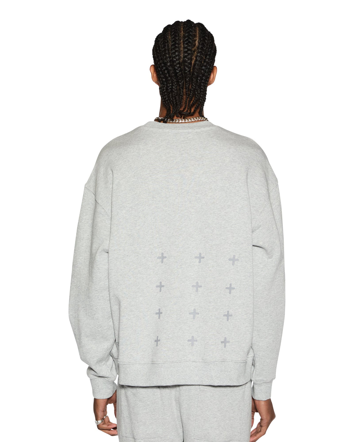 Mens 4 X 4 Biggie Crew Grey Marle Oversized Fleece - Grey