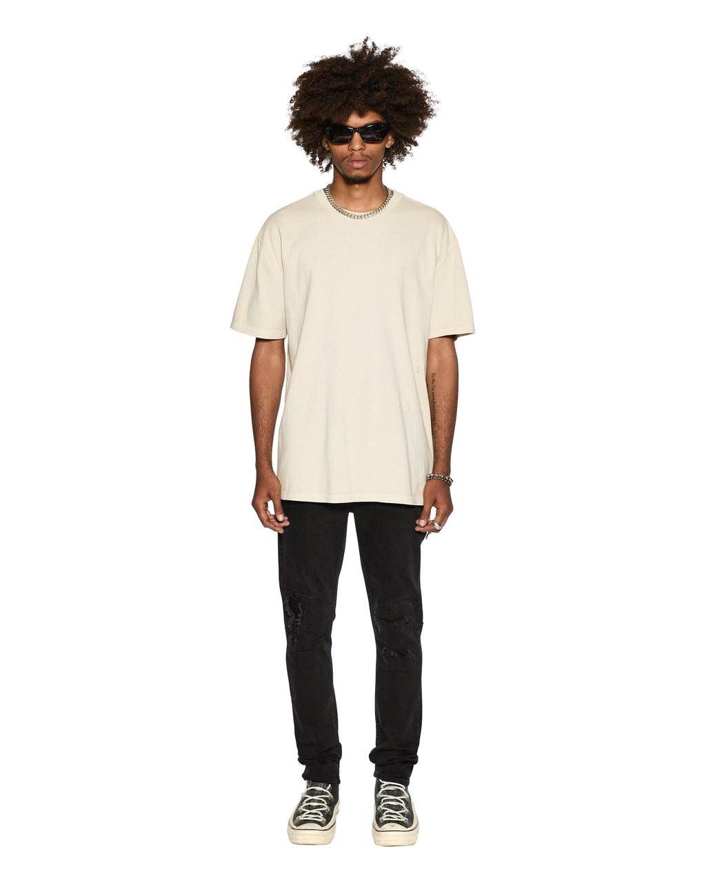 Mens 4 X 4 Biggie Ss Tee Desert Oversized Tees - Tan