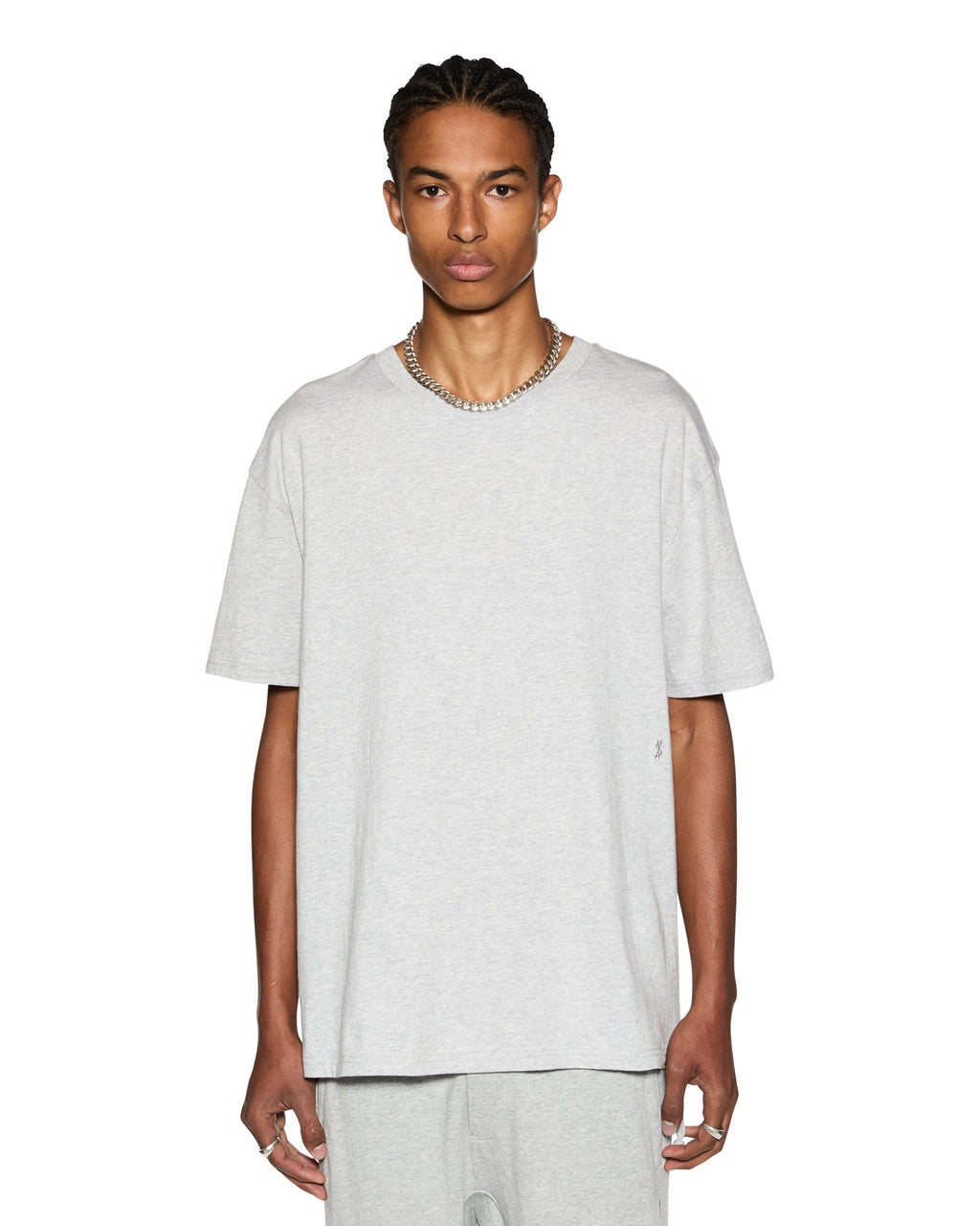 Mens 4 X 4 Biggie Ss Tee Grey Marle Oversized Tees - Grey