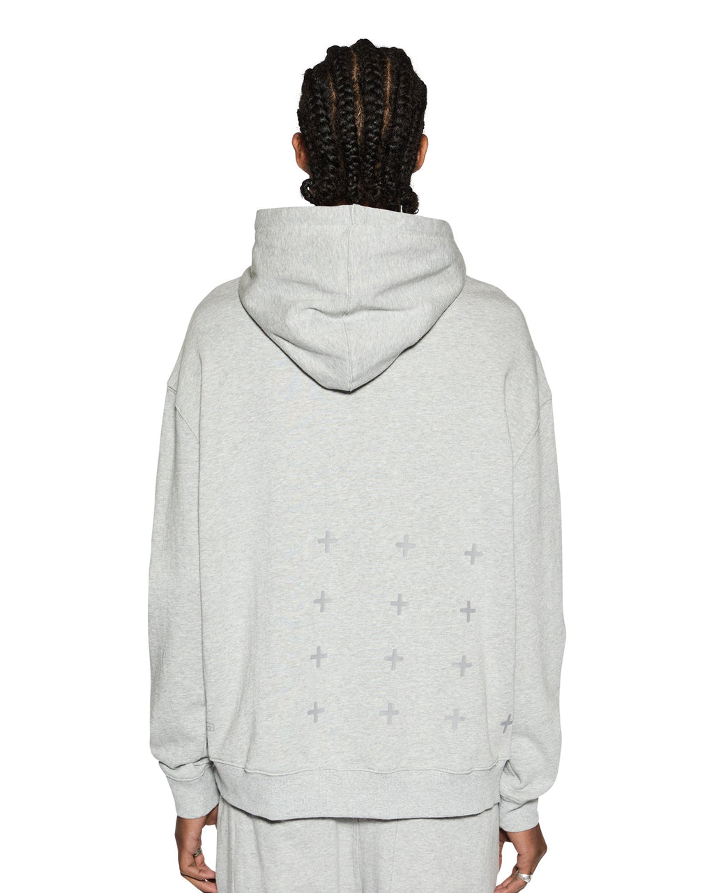 Mens 4 X 4 Biggie Hoodie Grey Marle Oversized Fleece - Grey