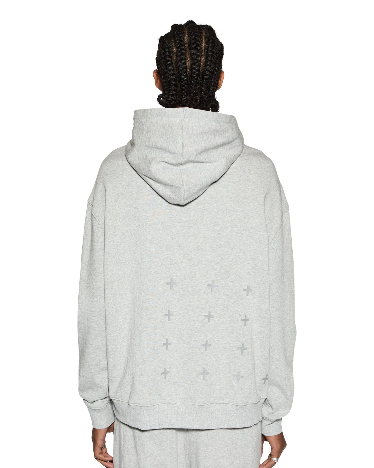 Mens 4 X 4 Biggie Hoodie Grey Marle Oversized Fleece - Grey