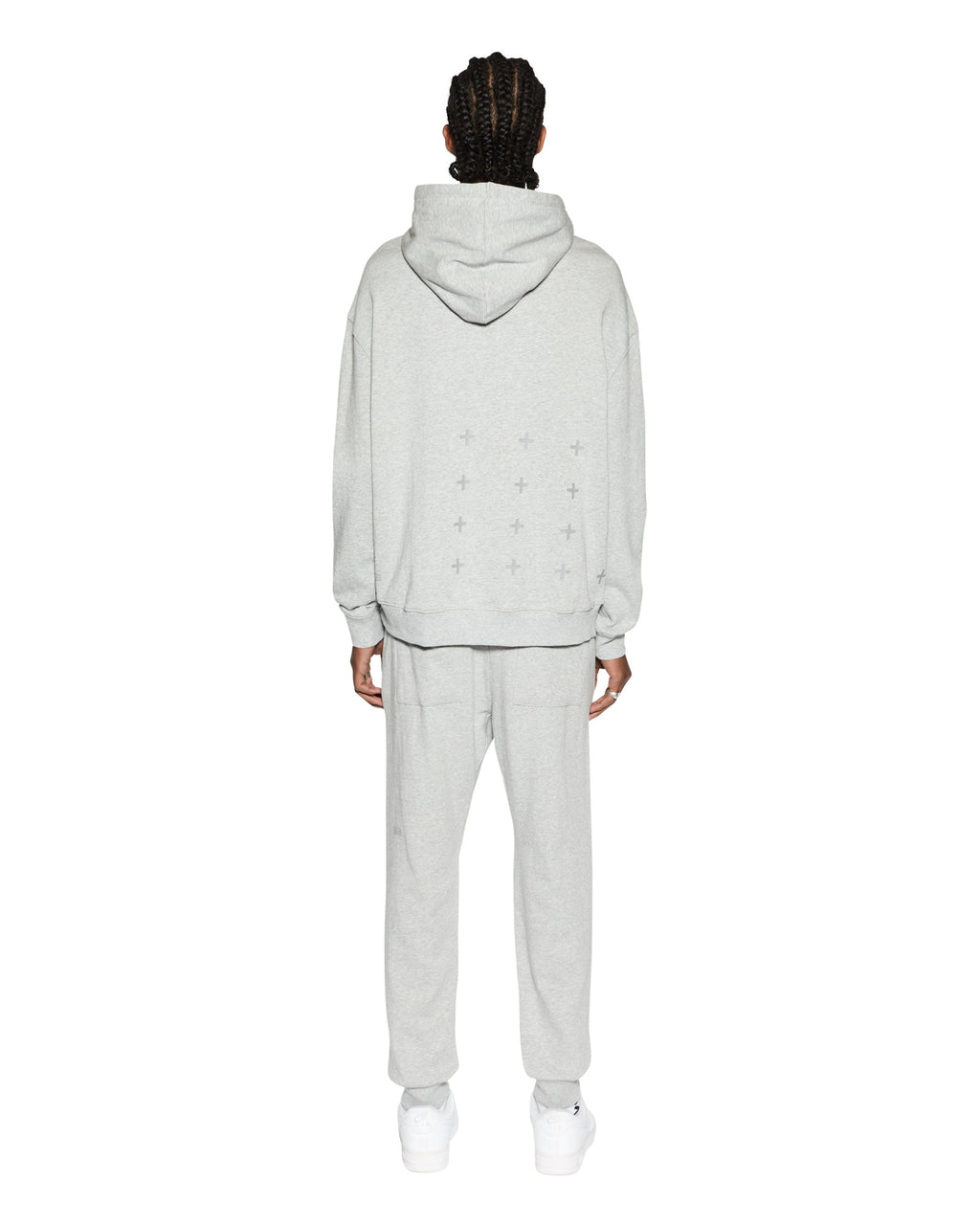 Mens 4 X 4 Biggie Hoodie Grey Marle Oversized Fleece - Grey