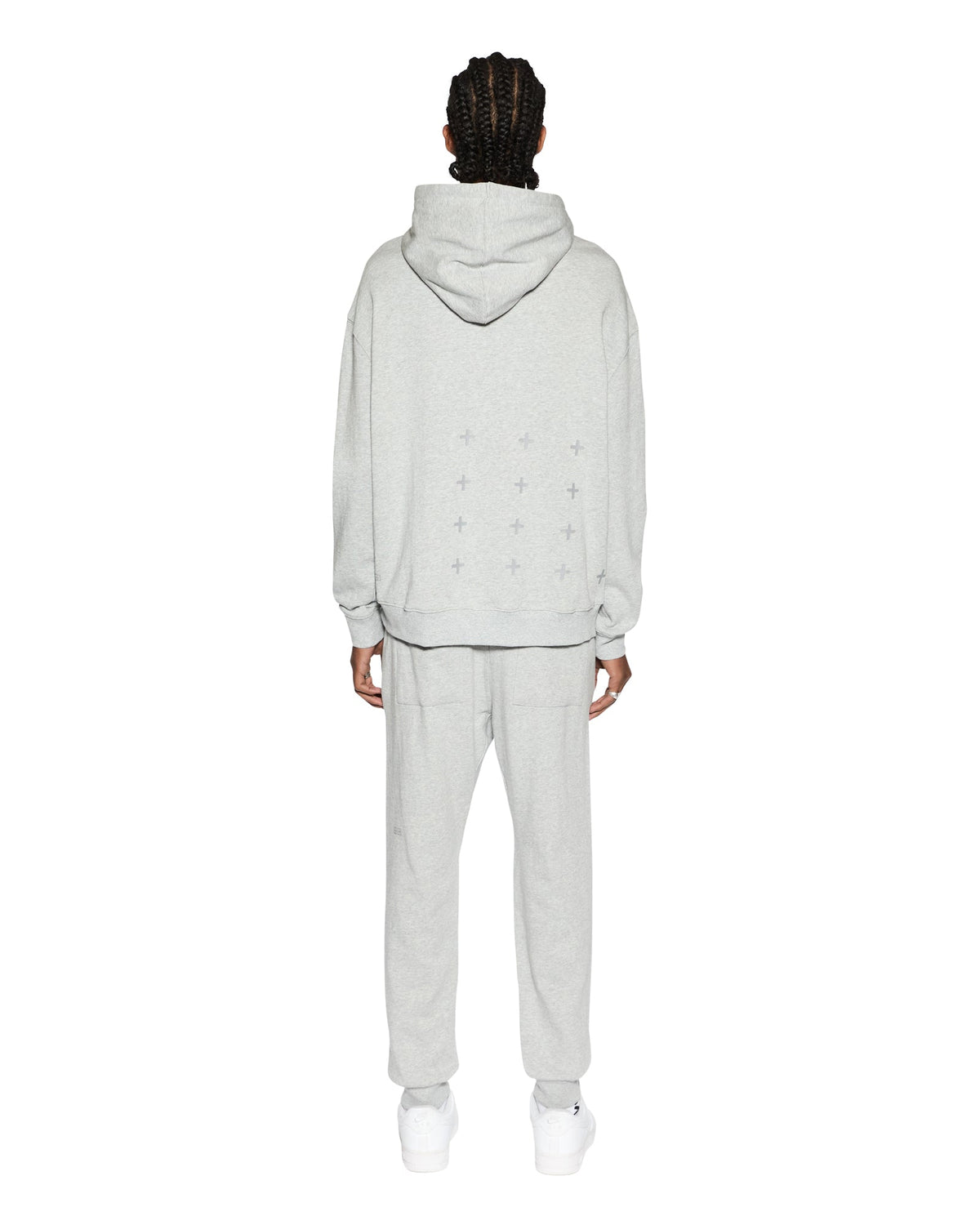 Mens 4 X 4 Biggie Hoodie Grey Marle Oversized Fleece - Grey