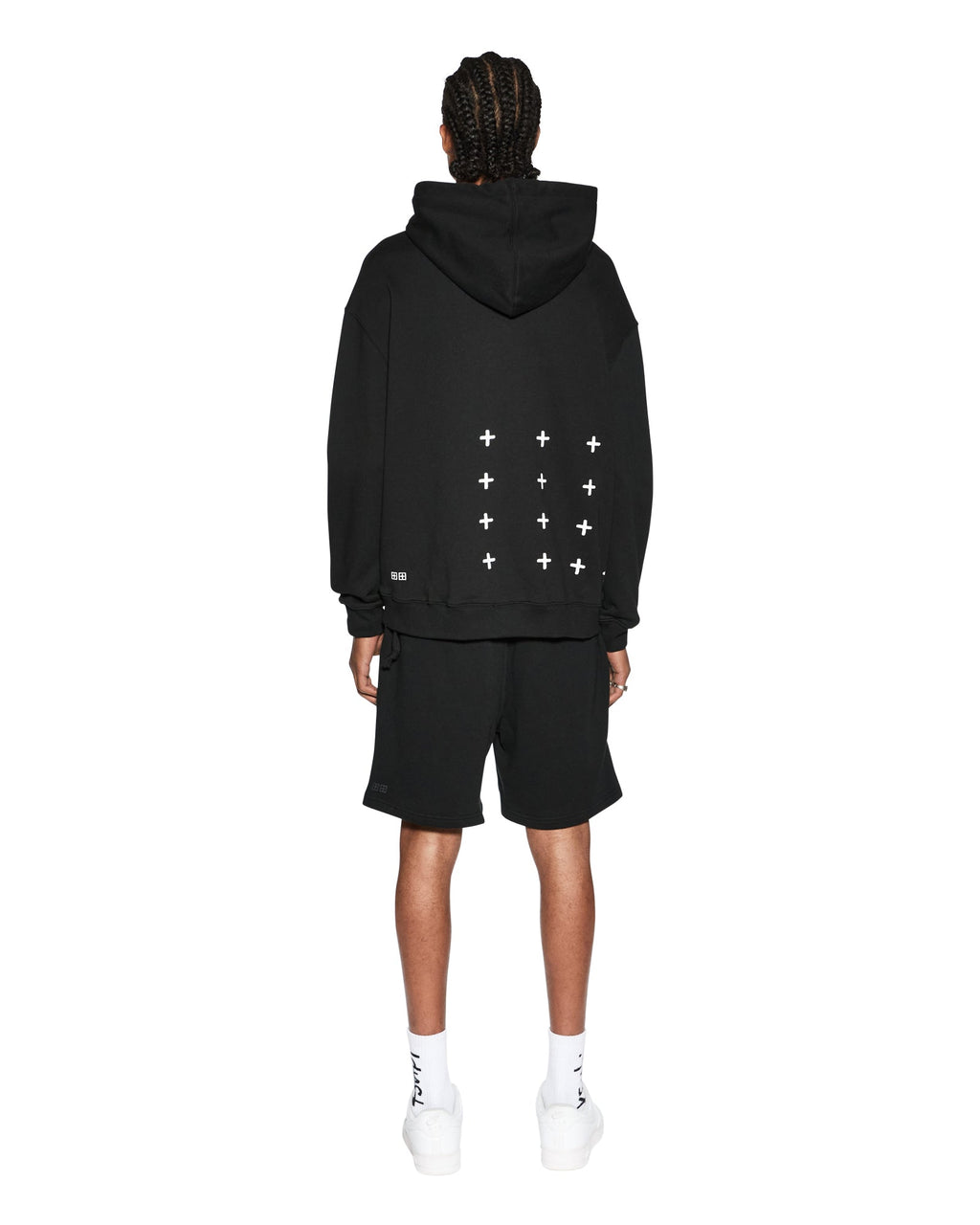 Mens 4 X 4 Biggie Hoodie Jet Black Oversized Fleece - Black