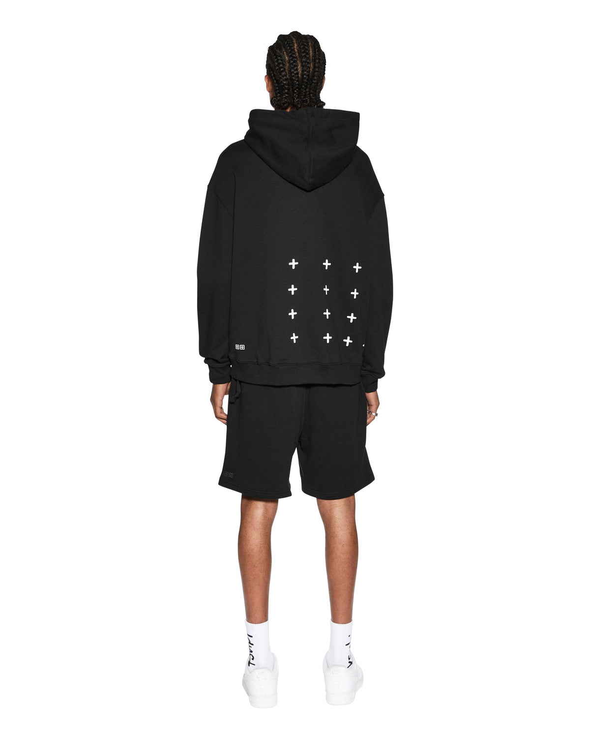 Mens 4 X 4 Biggie Hoodie Jet Black Oversized Fleece - Black