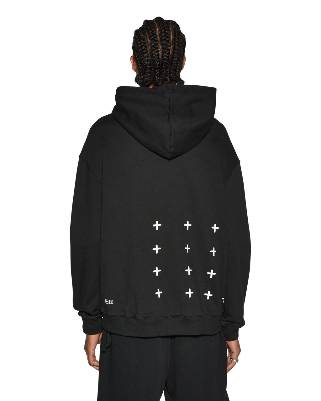 Mens 4 X 4 Biggie Hoodie Jet Black Oversized Fleece - Black