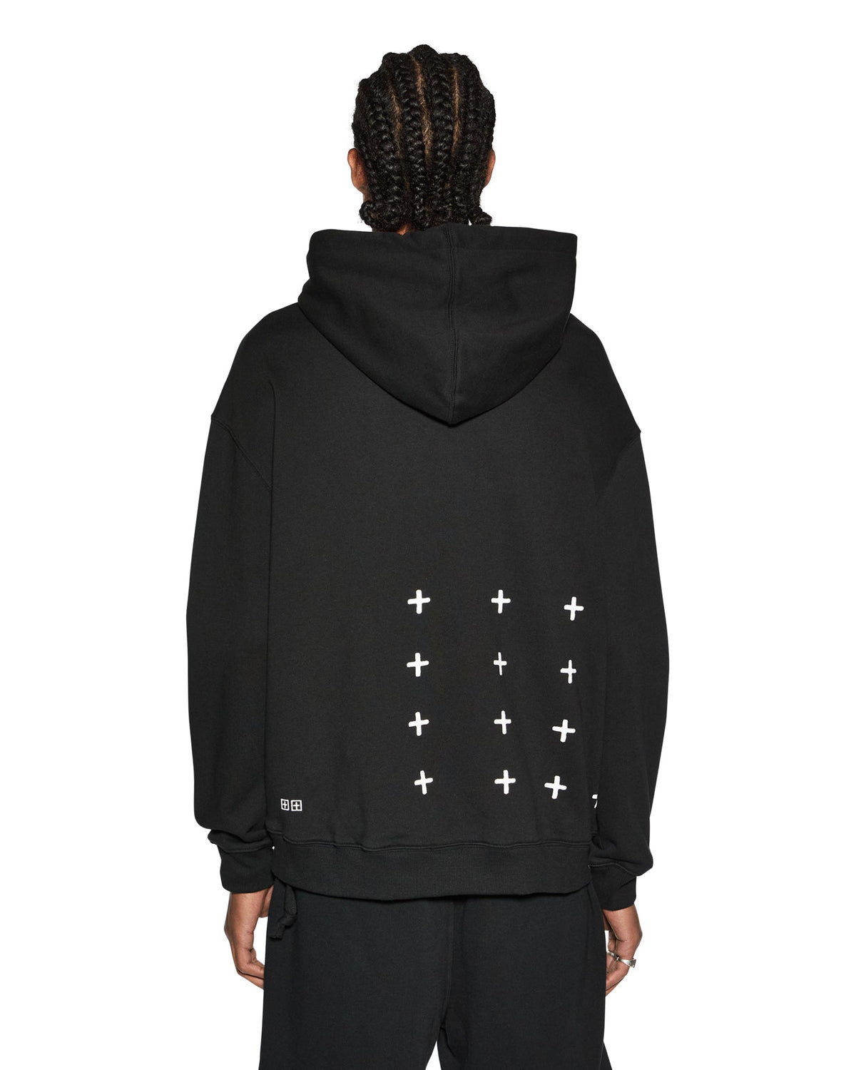 Mens 4 X 4 Biggie Hoodie Jet Black Oversized Fleece - Black