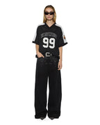 Womens 99 Ss Jersey Black Baggy Tees - Black