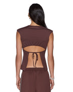 Womens 99 Ss Slim Open Back Tee Mocha Slim Tees - Brown