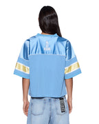 Womens 99 Spark Jersey Azure Yellow Boxy Fashion Tops - Blue