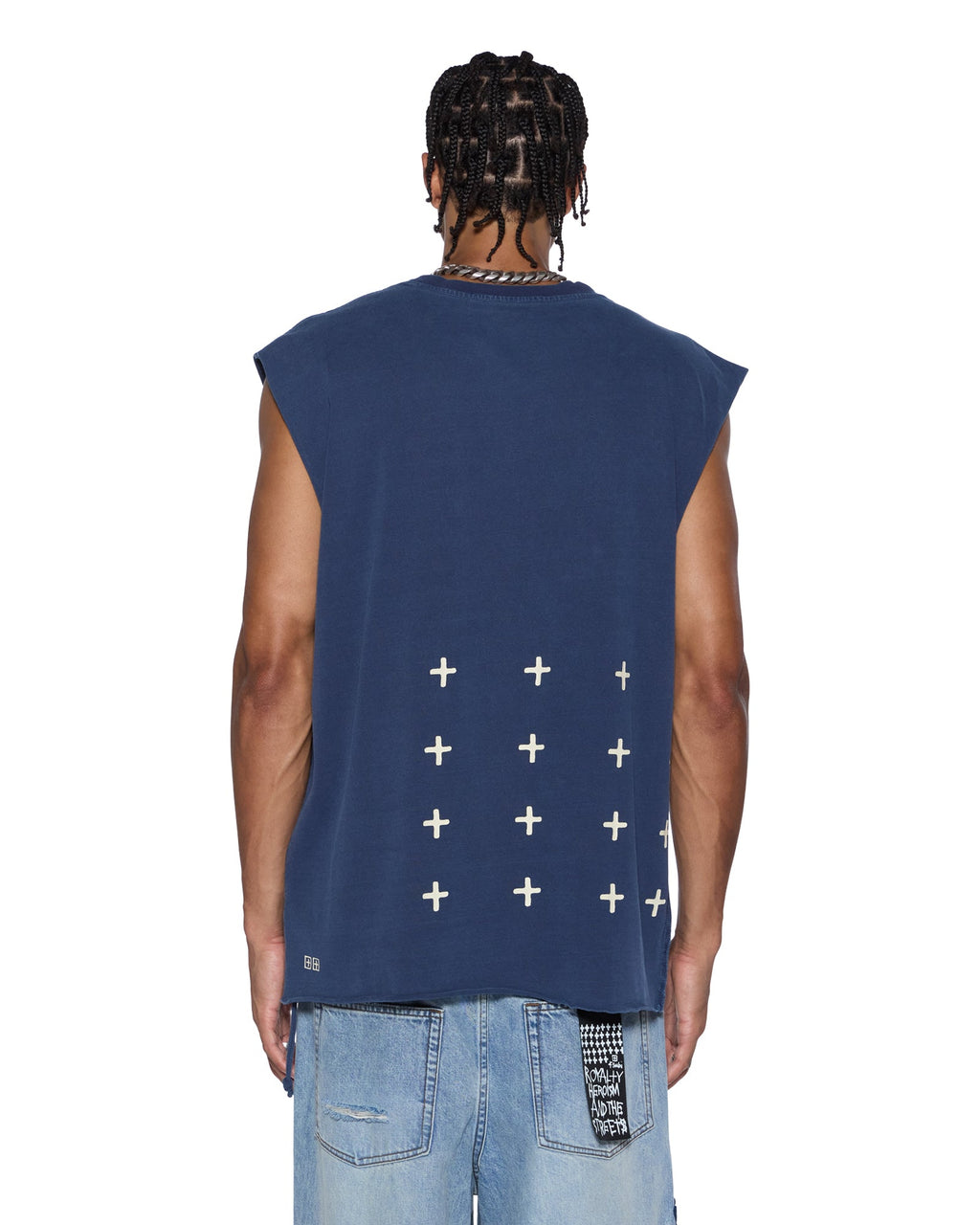 Mens All Day Biggie Cut Off Tee Deep Oversized Tees - Navy