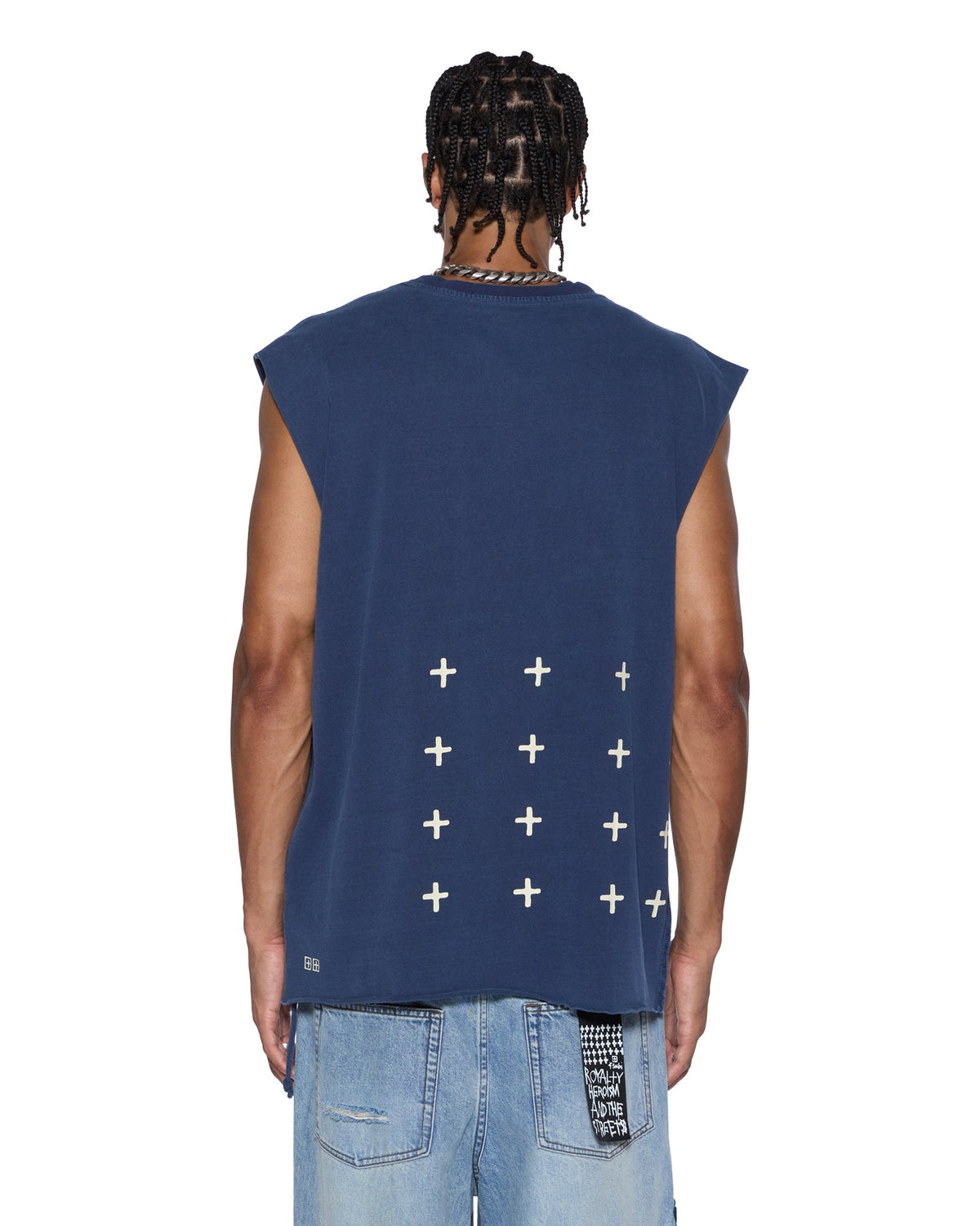 Mens All Day Biggie Cut Off Tee Deep Oversized Tees - Navy
