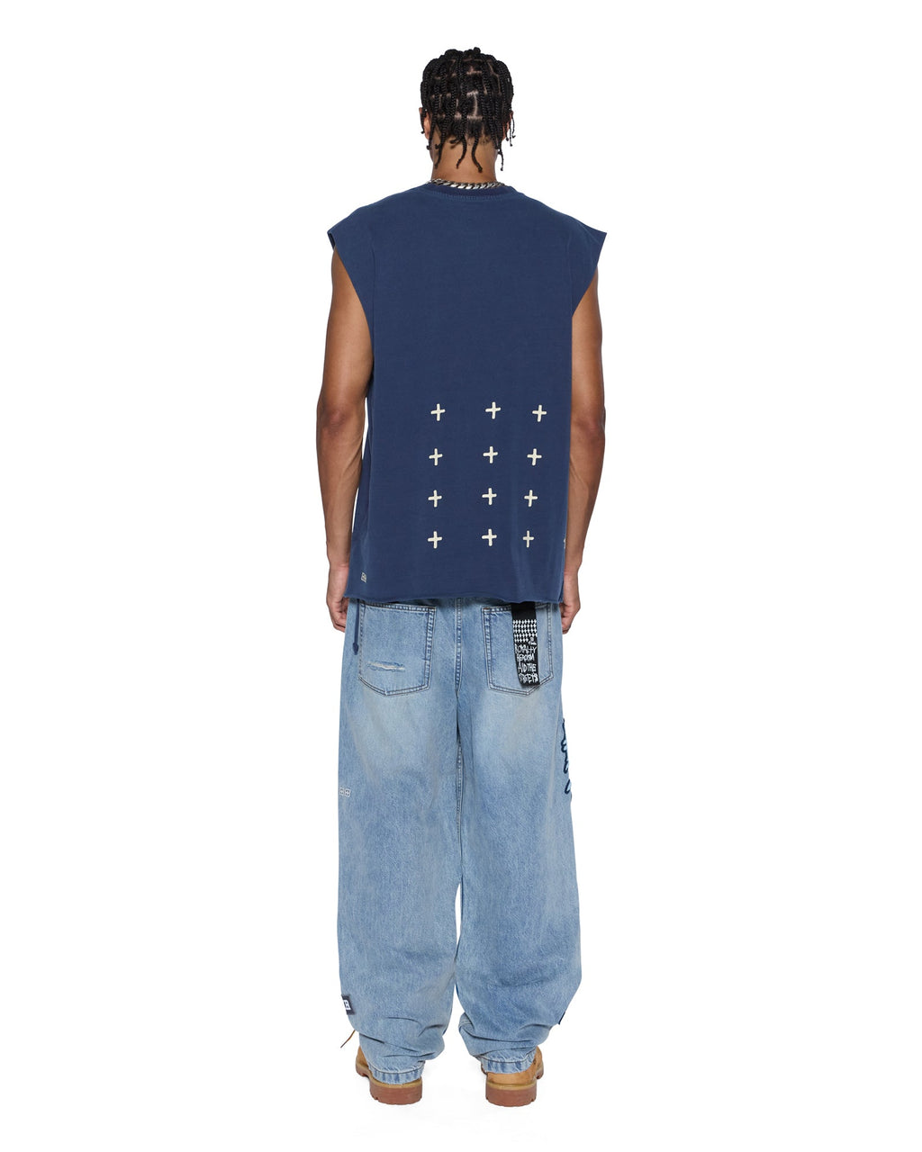 Mens All Day Biggie Cut Off Tee Deep Oversized Tees - Navy