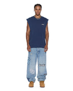 Mens All Day Biggie Cut Off Tee Deep Oversized Tees - Navy