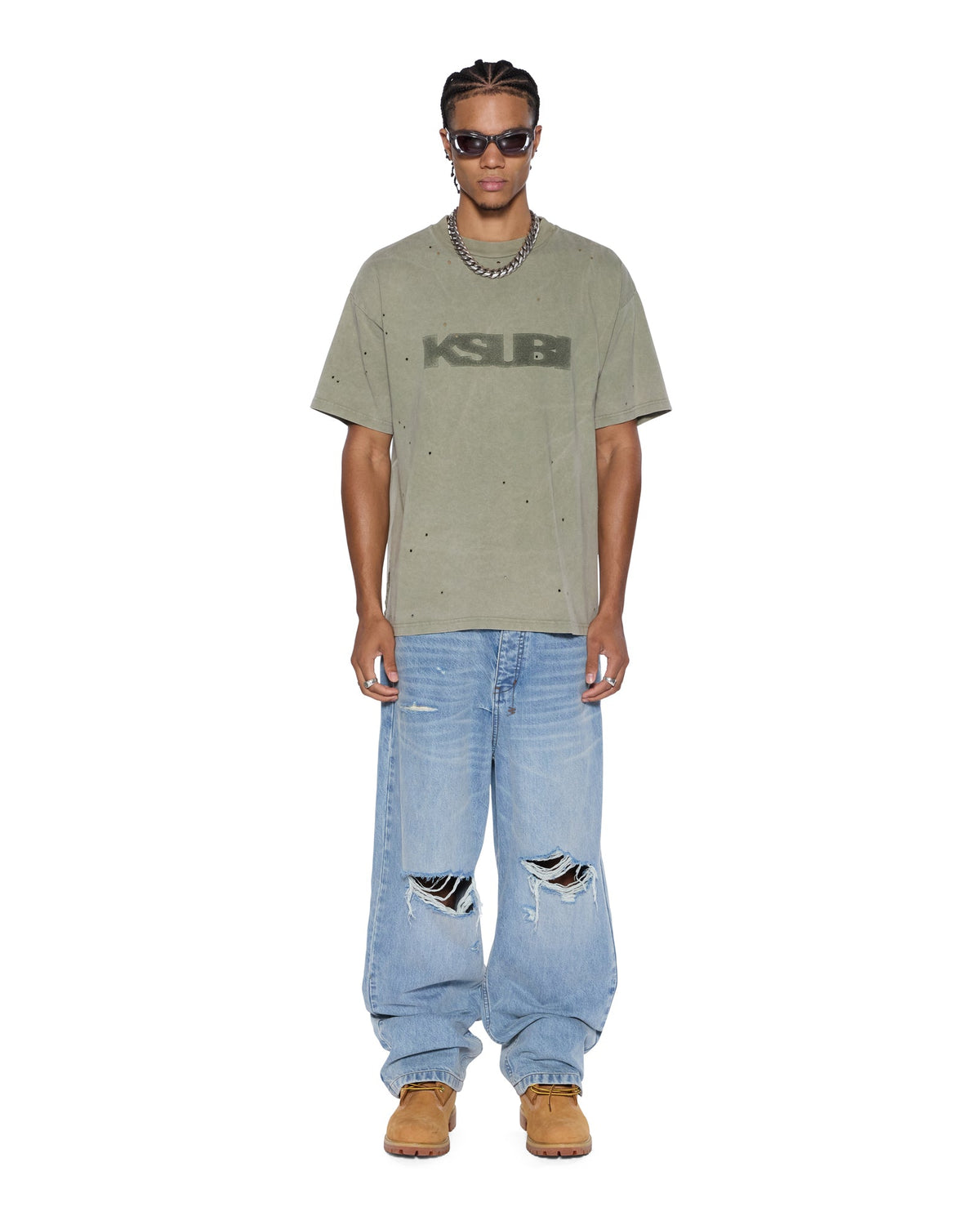 Mens Maxx Striker Trashed Baggy Denim Jeans - Denim