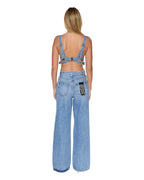 Womens Crossover Bralette Chroma Fitted Fashion Tops - Denim