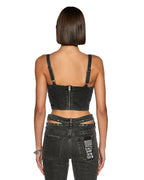 Womens Dauphine Bustier Shadow Fitted Fashion Tops - Black