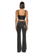Womens Dauphine Bustier Shadow Fitted Fashion Tops - Black