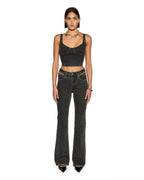 Womens Dauphine Bustier Shadow Fitted Fashion Tops - Black